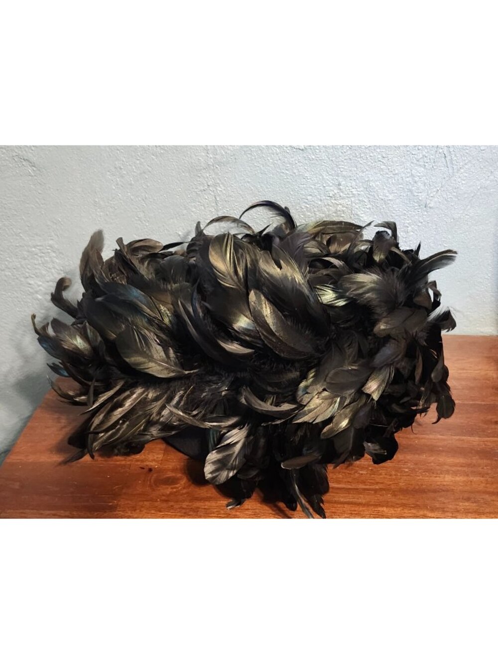 Vintage Bollman American Black Feather Hat Medium
